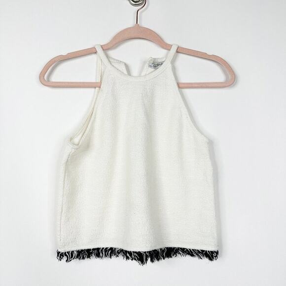 2/$30 ZARA Trafaluc Fringed Tweed Halter Top White Small #A0640 - Picture 5 of 8